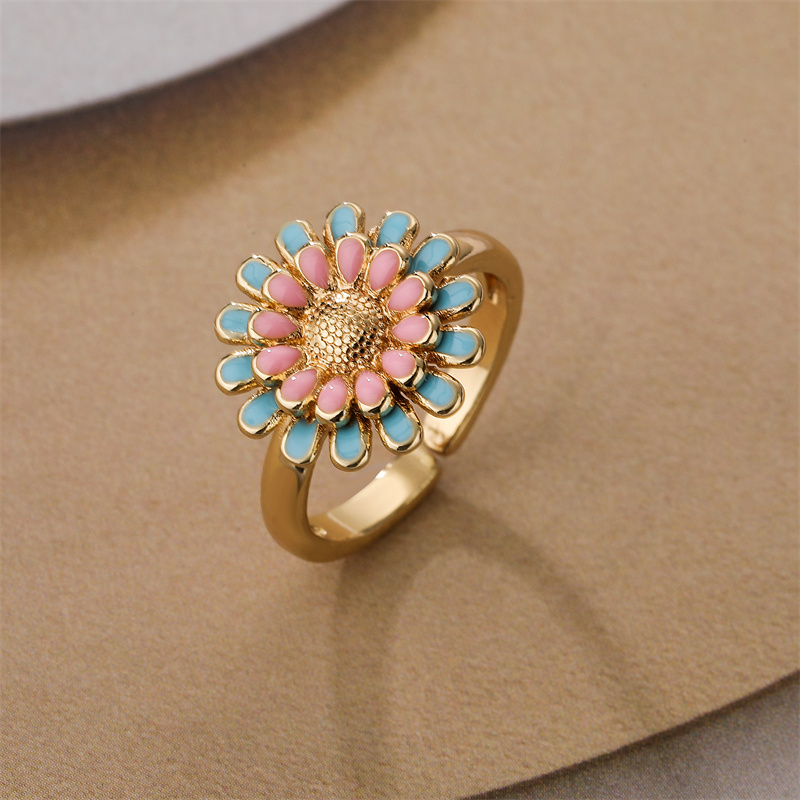 Luxurious Flower Copper Plating Inlay Zircon Gold Plated Open Rings display picture 5
