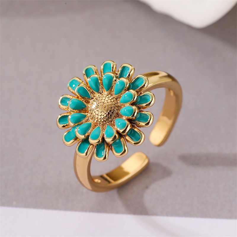 Luxurious Flower Copper Plating Inlay Zircon Gold Plated Open Rings display picture 4