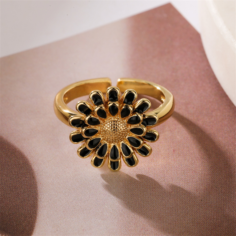 Luxurious Flower Copper Plating Inlay Zircon Gold Plated Open Rings display picture 7
