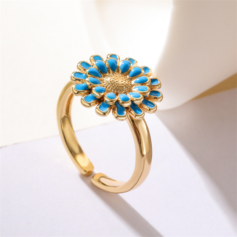 Luxurious Flower Copper Plating Inlay Zircon Gold Plated Open Rings display picture 2