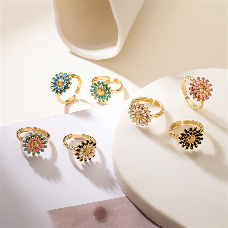 Luxurious Flower Copper Plating Inlay Zircon Gold Plated Open Rings display picture 3