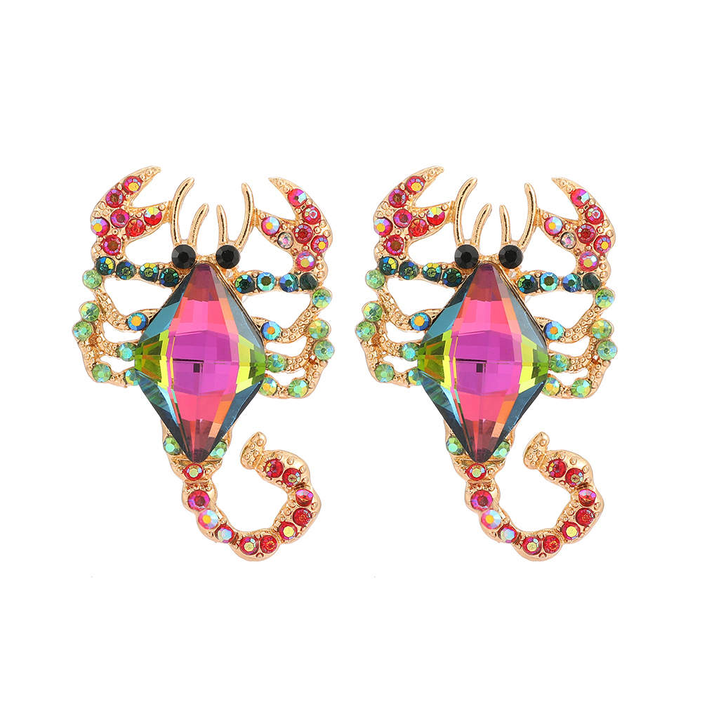 1 Pair Luxurious Scorpion Inlay Zinc Alloy Crystal Glass Ear Studs display picture 2