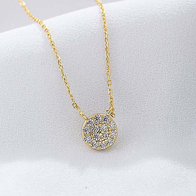 Simple Style Round Sterling Silver Plating Inlay Zircon 14k Gold Plated Rhodium Plated Pendant Necklace display picture 3