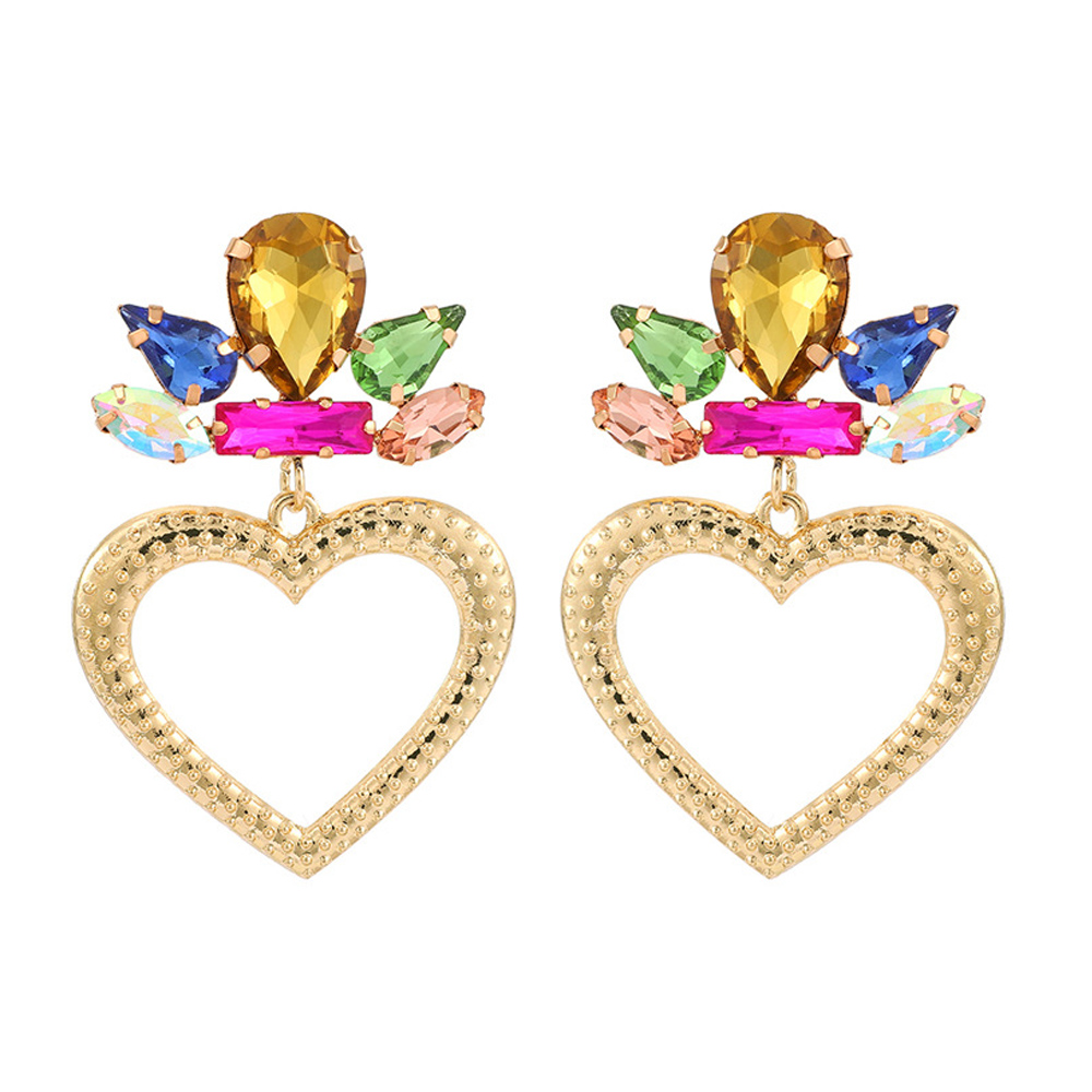 1 Pair Luxurious Heart Shape Inlay Zinc Alloy Rhinestones Dangling Earrings display picture 2