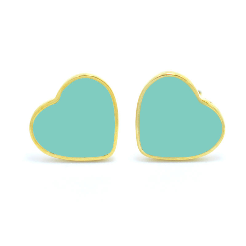 1 Piece Cute Wedding Heart Shape Epoxy Plating Metal 18k Gold Plated Ear Studs display picture 3