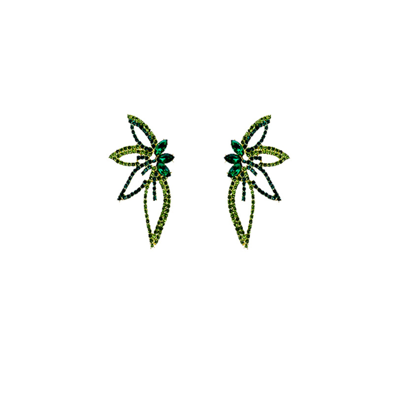 1 Pair Lady Leaves Irregular Inlay Alloy Zircon Ear Studs display picture 1