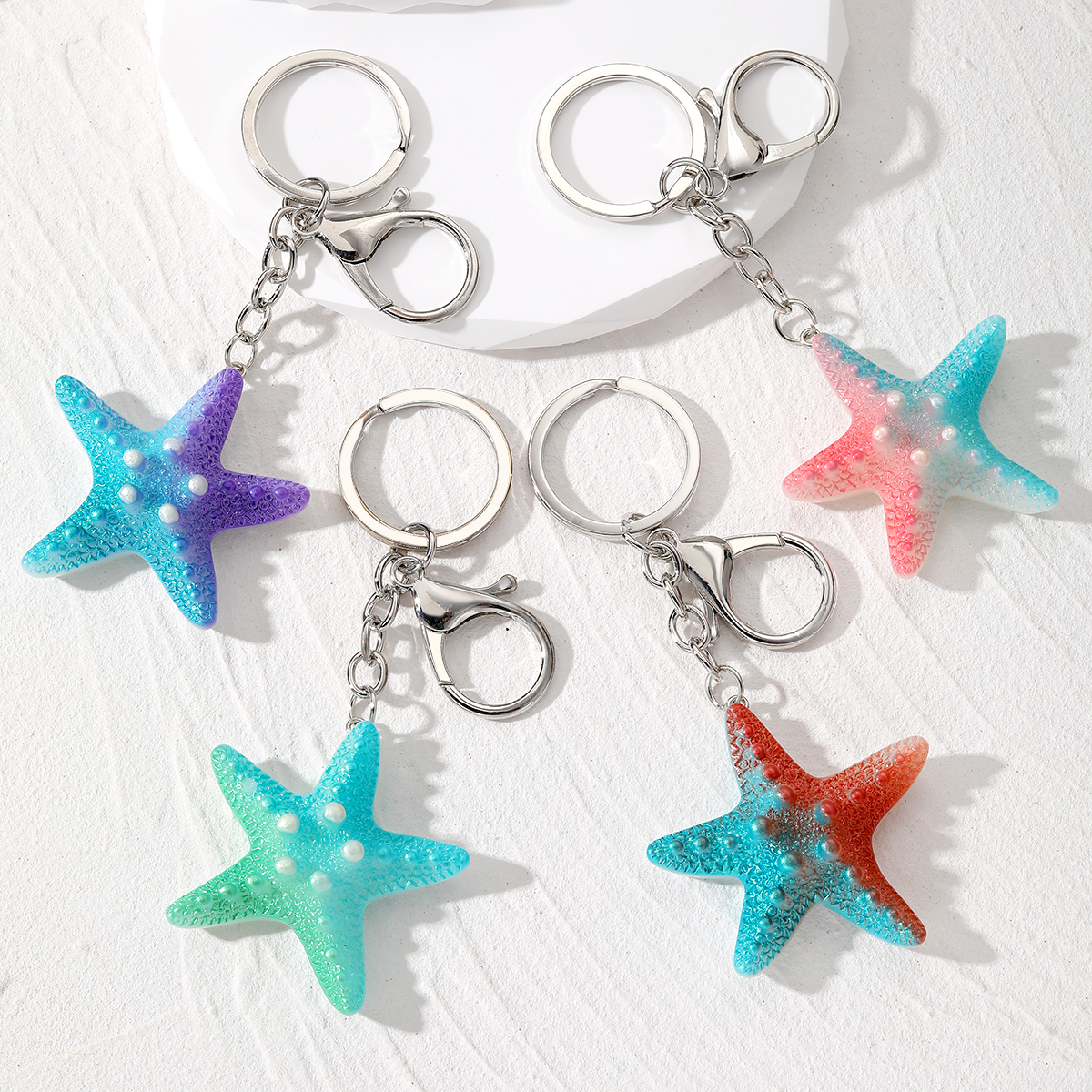 Simple Style Starfish Alloy Resin Inlay Keychain display picture 6