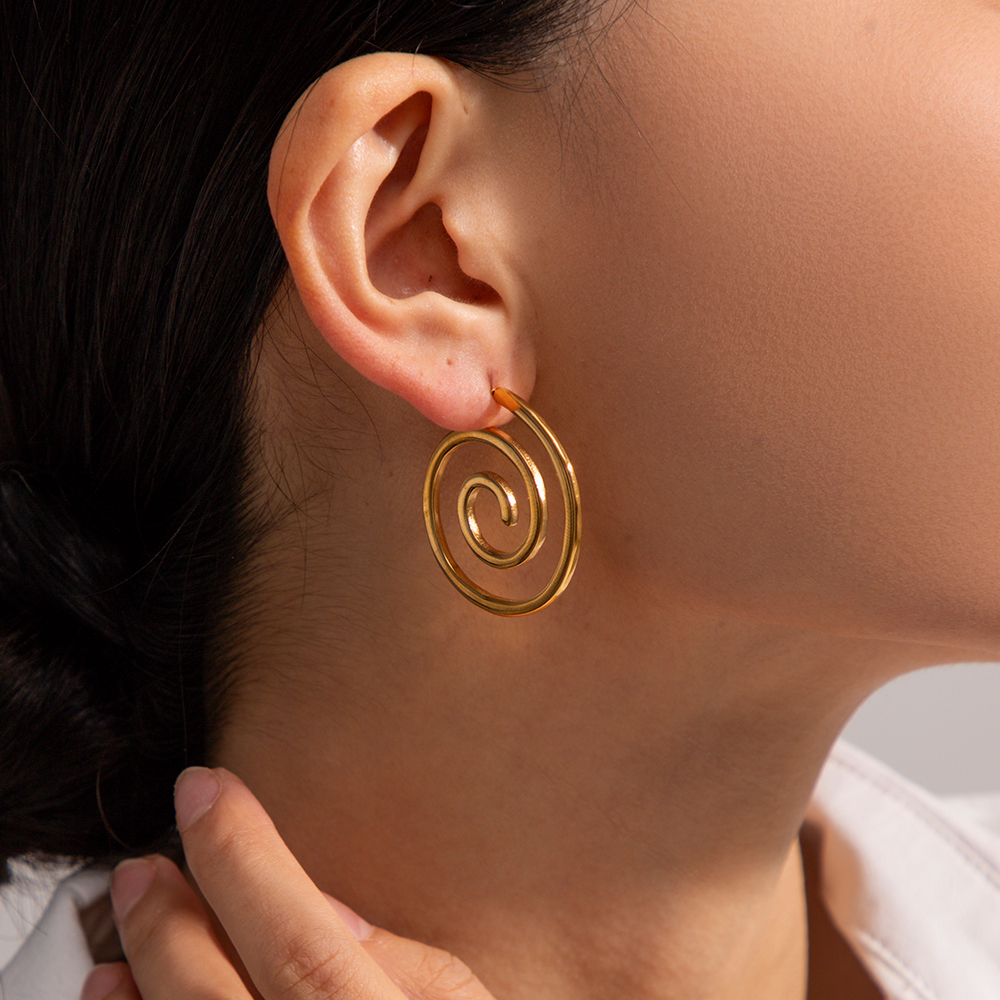 1 Pair Ig Style Round Plating Stainless Steel 18k Gold Plated Drop Earrings display picture 4