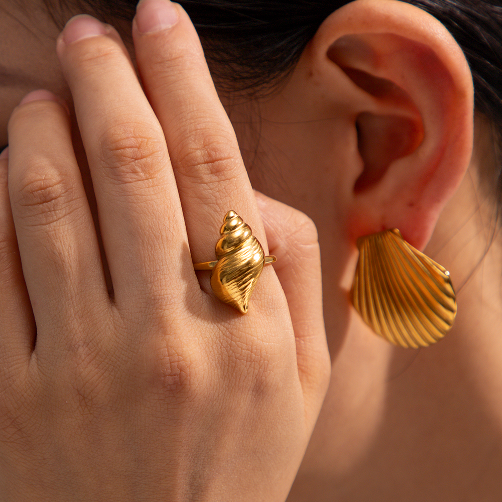 Simple Style Conch Stainless Steel Plating 18k Gold Plated Open Rings display picture 9