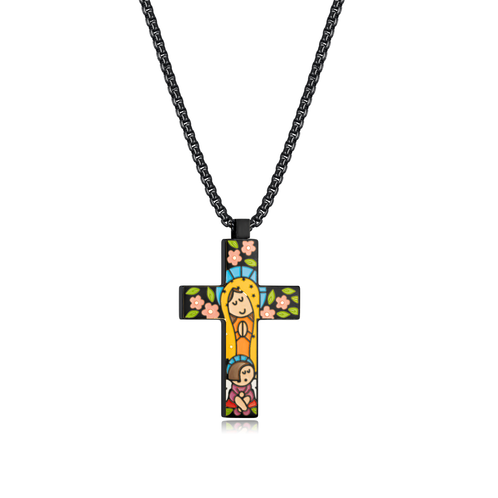 Casual Cross 304 Stainless Steel Enamel Men'S Pendant Necklace display picture 2