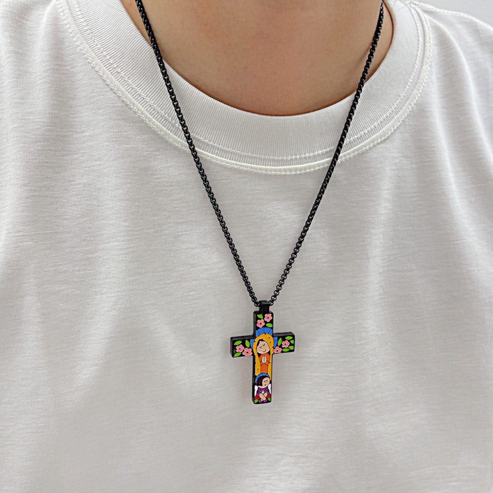 Casual Cross 304 Stainless Steel Enamel Men'S Pendant Necklace display picture 10