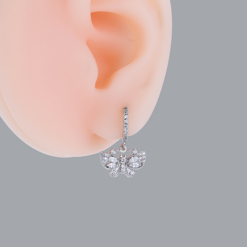 1 Piece Ear Cartilage Rings & Studs Simple Style Korean Style Geometric Flower Butterfly 316 Stainless Steel  Plating Inlay Zircon display picture 1