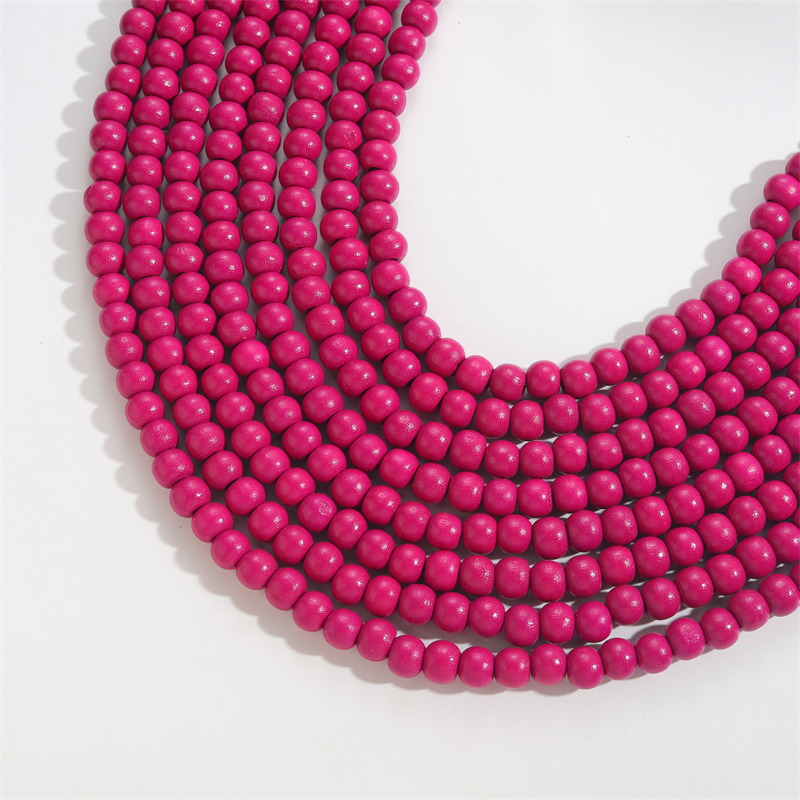 De Base Style Moderne Style Classique Couleur Unie Perles De Bois De Gros Collier display picture 5