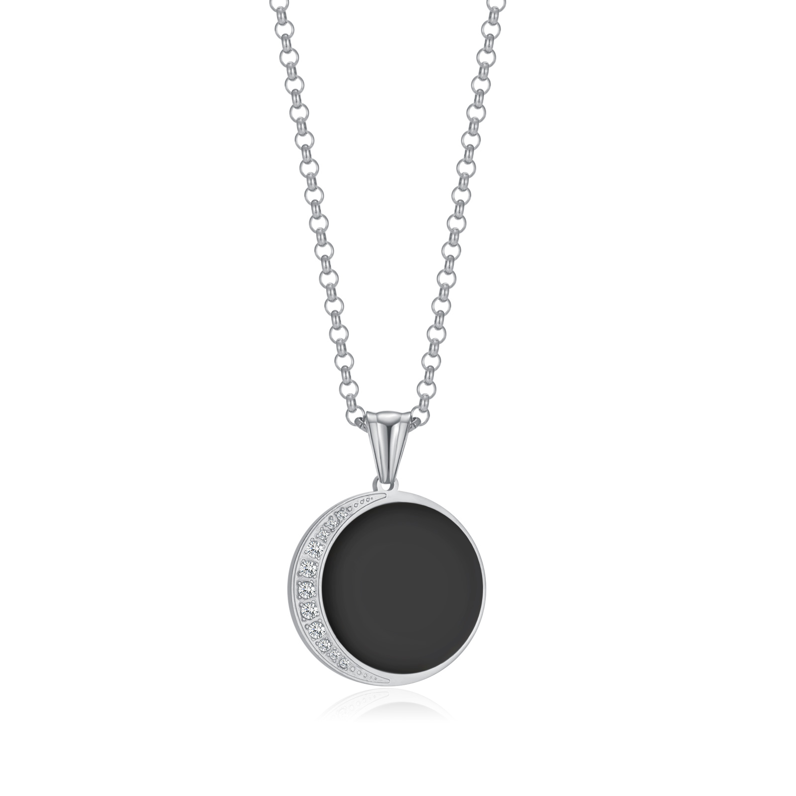 Lady Simple Style Circle Titanium Steel Artificial Gemstones Pendant Necklace In Bulk display picture 1
