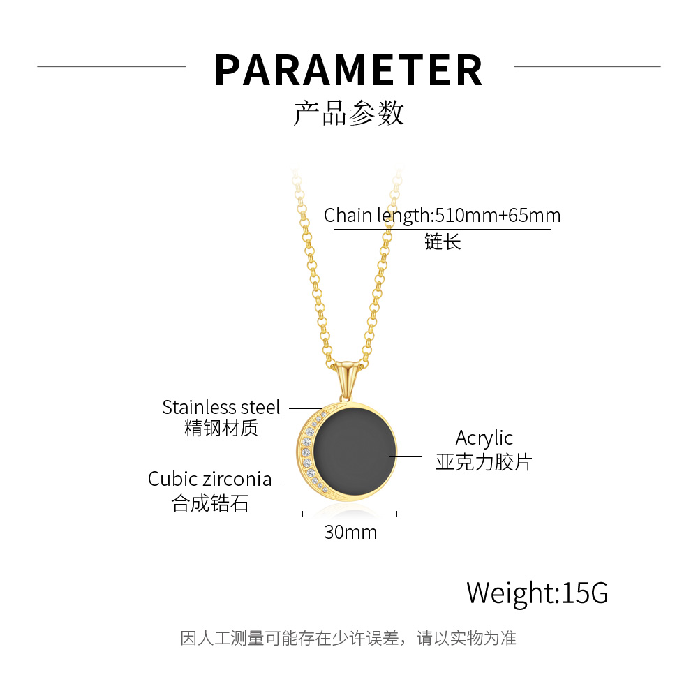 Lady Simple Style Circle Titanium Steel Artificial Gemstones Pendant Necklace In Bulk display picture 14