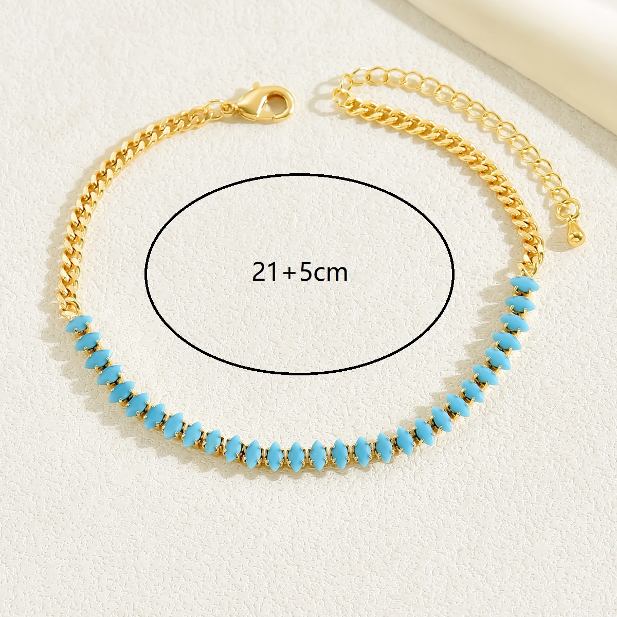 Casual Beach Korean Style Rhombus 18k Gold Plated Zircon Copper Wholesale Anklet display picture 11