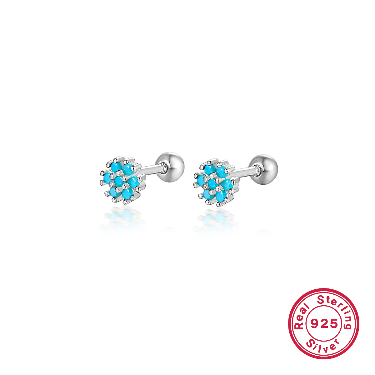 1 Pair Lady Flower Inlay Sterling Silver Zircon 18k Gold Plated White Gold Plated Ear Studs display picture 4