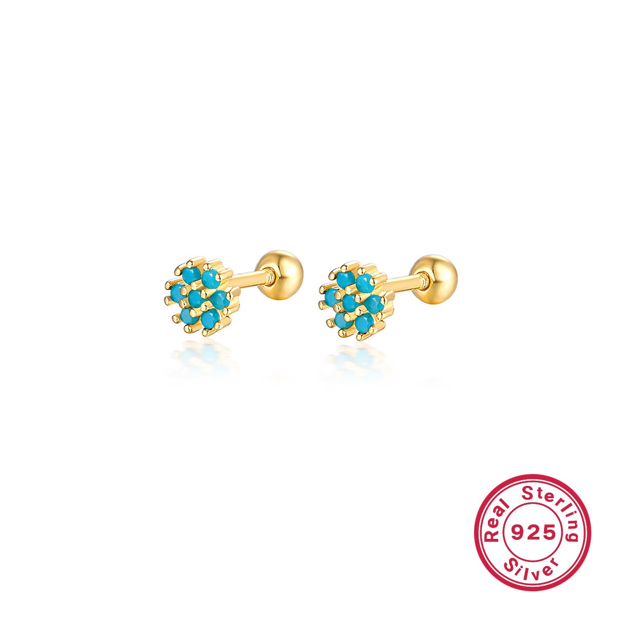 1 Pair Lady Flower Inlay Sterling Silver Zircon 18k Gold Plated White Gold Plated Ear Studs display picture 6