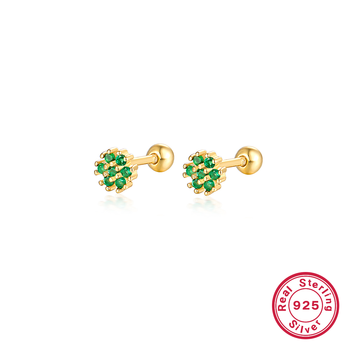 1 Pair Lady Flower Inlay Sterling Silver Zircon 18k Gold Plated White Gold Plated Ear Studs display picture 9