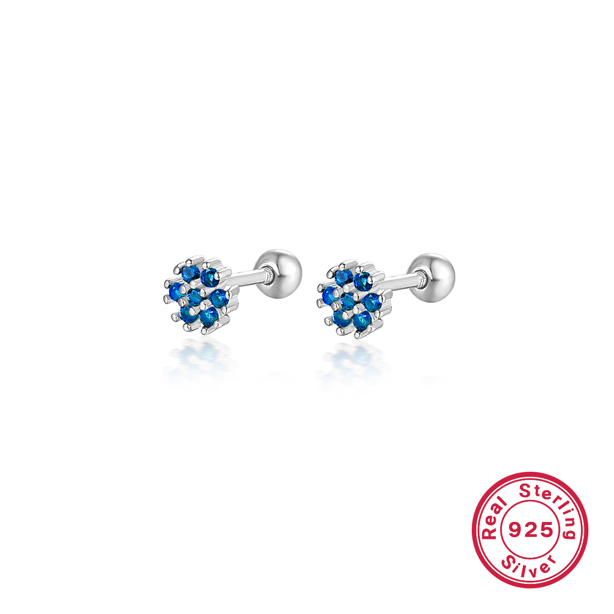 1 Pair Lady Flower Inlay Sterling Silver Zircon 18k Gold Plated White Gold Plated Ear Studs display picture 5