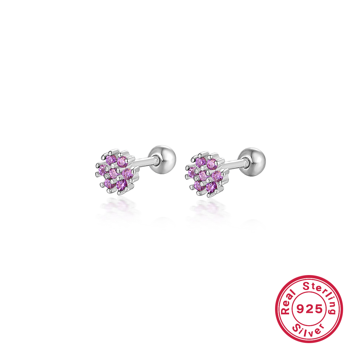 1 Pair Lady Flower Inlay Sterling Silver Zircon 18k Gold Plated White Gold Plated Ear Studs display picture 17