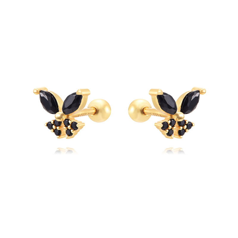 1 Pair Cute Simple Style Butterfly Plating Inlay Copper Zircon White Gold Plated Gold Plated Ear Studs display picture 4