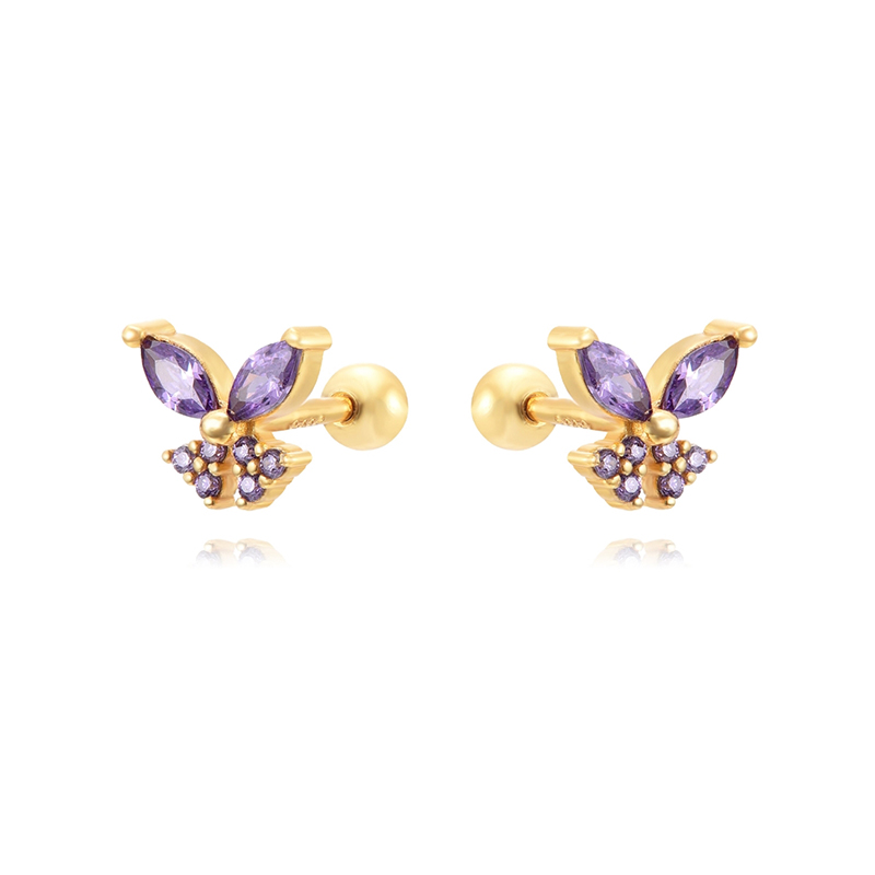 1 Pair Cute Simple Style Butterfly Plating Inlay Copper Zircon White Gold Plated Gold Plated Ear Studs display picture 2