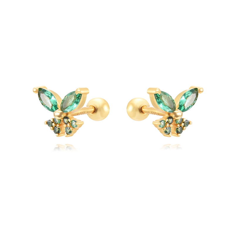 1 Pair Cute Simple Style Butterfly Plating Inlay Copper Zircon White Gold Plated Gold Plated Ear Studs display picture 5