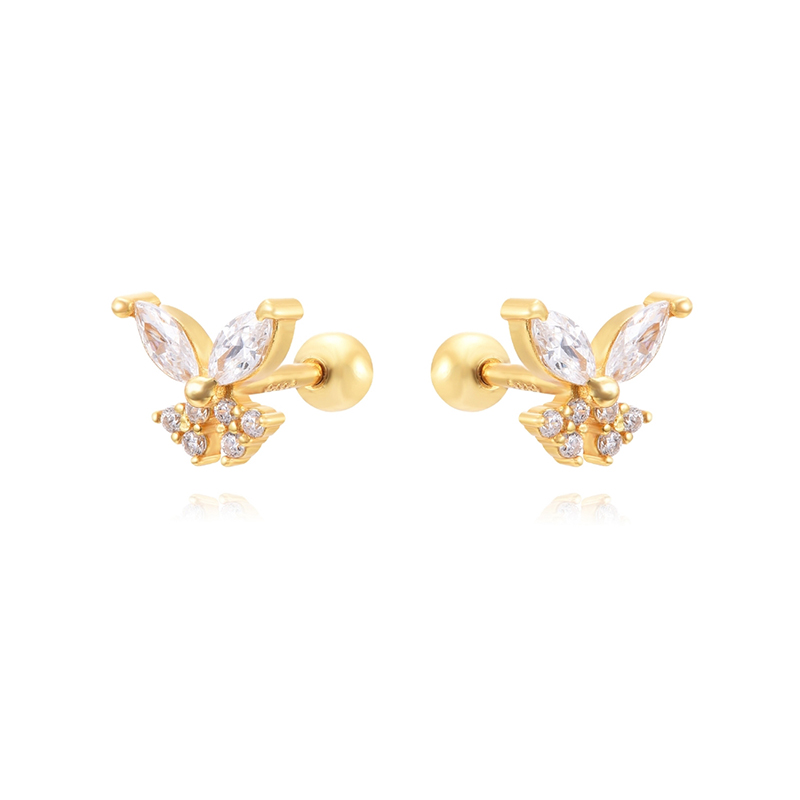 1 Pair Cute Simple Style Butterfly Plating Inlay Copper Zircon White Gold Plated Gold Plated Ear Studs display picture 3