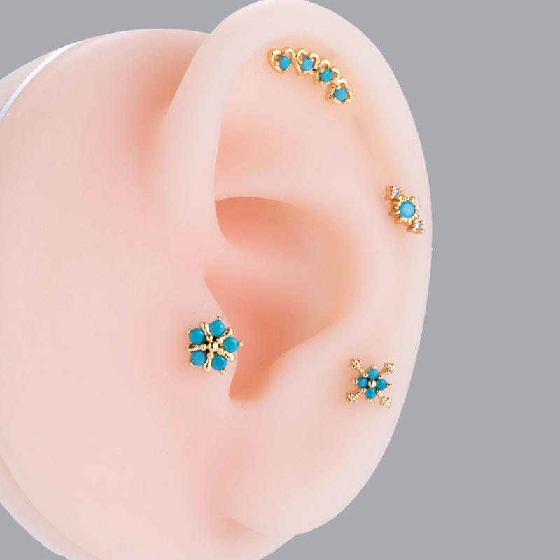 1 Piece Vintage Style French Style Simple Style Flower Butterfly Snowflake Plating Inlay Copper Zircon Cartilage Earrings display picture 12