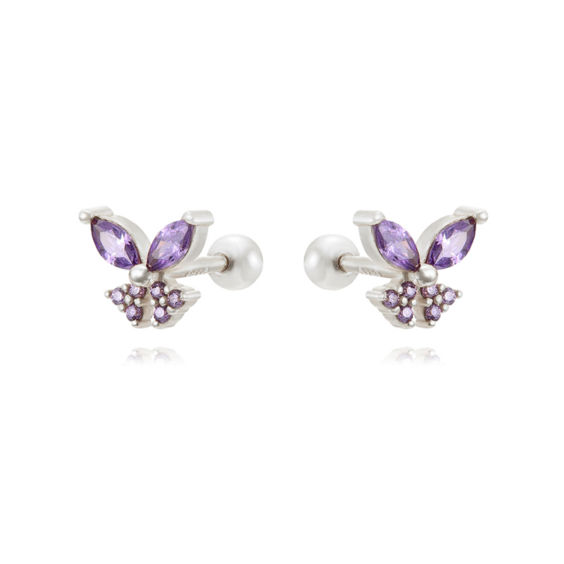 1 Pair Cute Simple Style Butterfly Plating Inlay Copper Zircon White Gold Plated Gold Plated Ear Studs display picture 6
