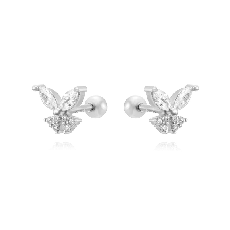 1 Pair Cute Simple Style Butterfly Plating Inlay Copper Zircon White Gold Plated Gold Plated Ear Studs display picture 9