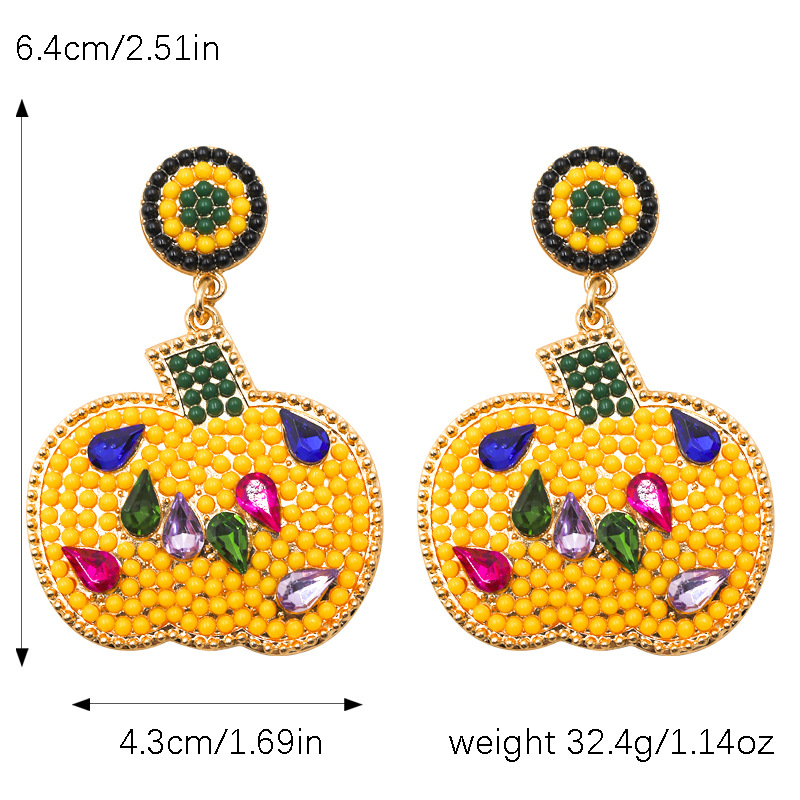 1 Pair Exaggerated Funny Novelty Pumpkin Alloy Drop Earrings display picture 17