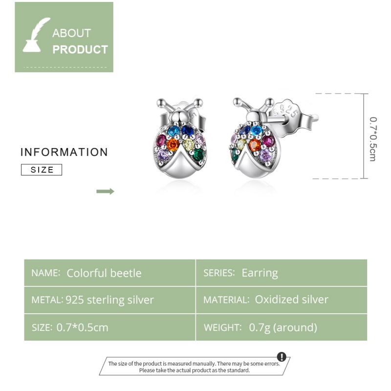 1 Paire Style Simple Coléoptères Incruster Argent Sterling Zircon Boucles D'oreilles display picture 4