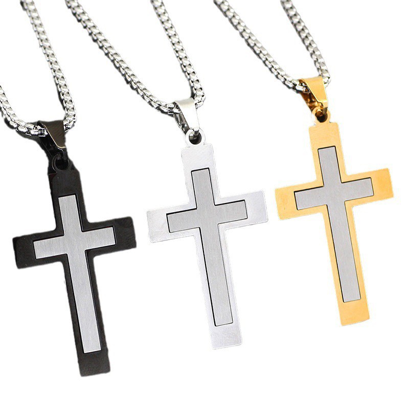 Casual Hip-hop Cross Stainless Steel Titanium Steel Plating Pendant Necklace display picture 1