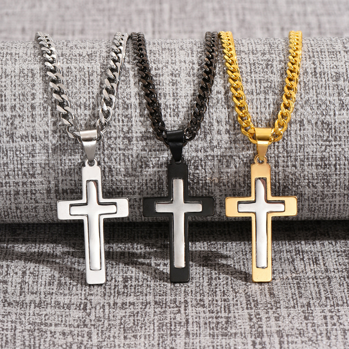 Casual Hip-hop Cross Stainless Steel Titanium Steel Plating Pendant Necklace display picture 5