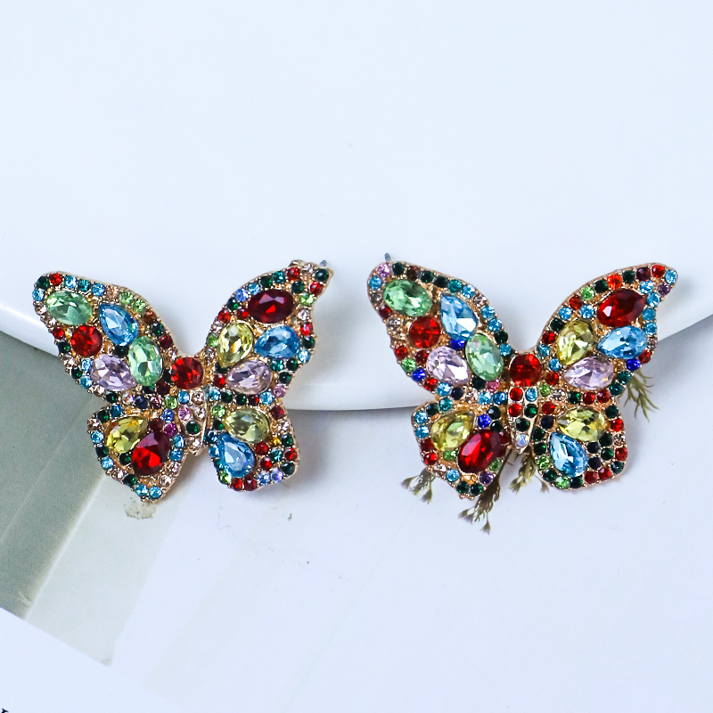 1 Paire Brillant Papillon Incruster Alliage Strass Boucles D'oreilles display picture 2