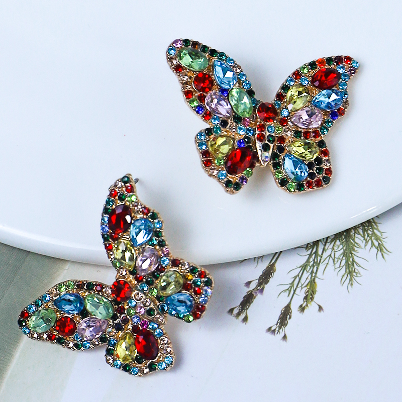 1 Pair Shiny Butterfly Inlay Alloy Rhinestones Ear Studs display picture 5