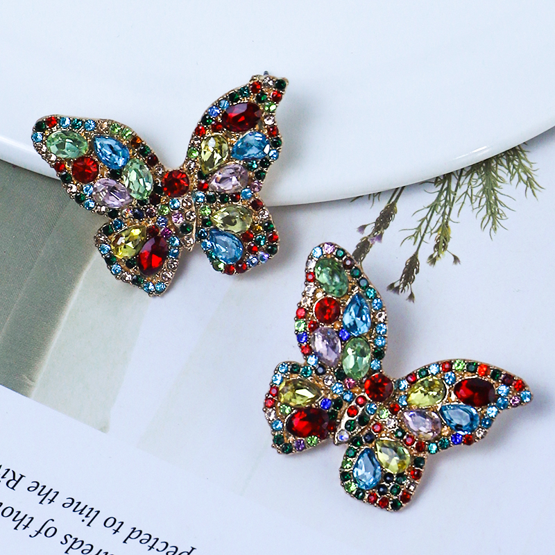 1 Pair Shiny Butterfly Inlay Alloy Rhinestones Ear Studs display picture 4