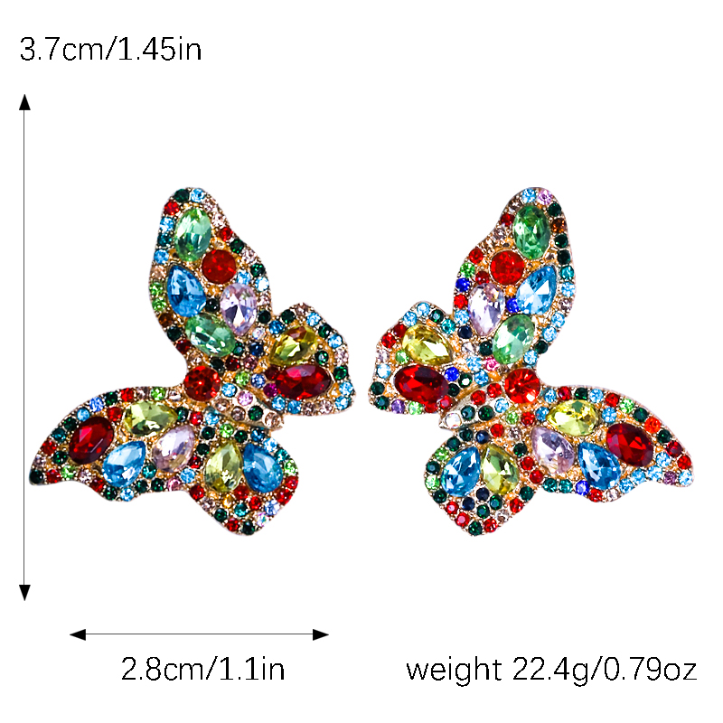 1 Paire Brillant Papillon Incruster Alliage Strass Boucles D'oreilles display picture 1
