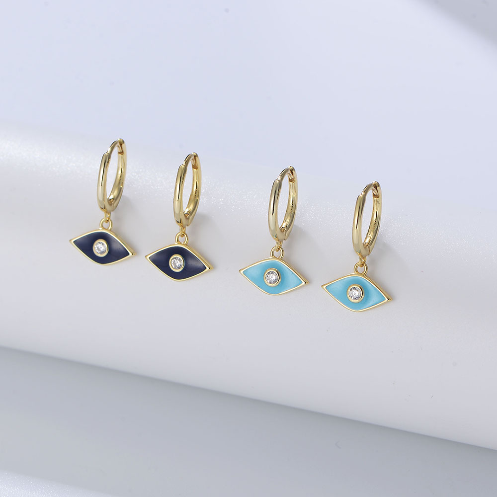 1 Pair Ig Style Eye Epoxy Plating Inlay Sterling Silver Zircon 14k Gold Plated Drop Earrings display picture 2
