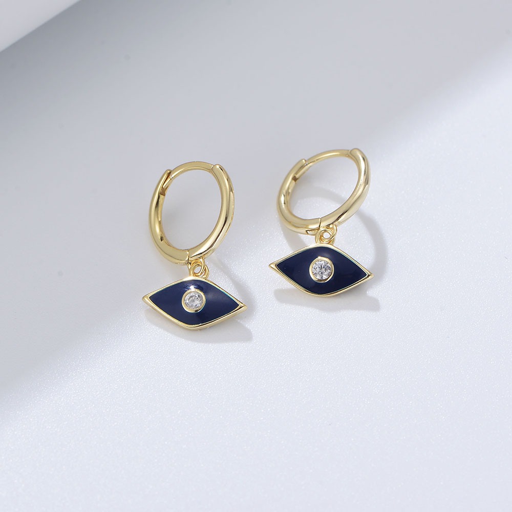 1 Pair Ig Style Eye Epoxy Plating Inlay Sterling Silver Zircon 14k Gold Plated Drop Earrings display picture 4