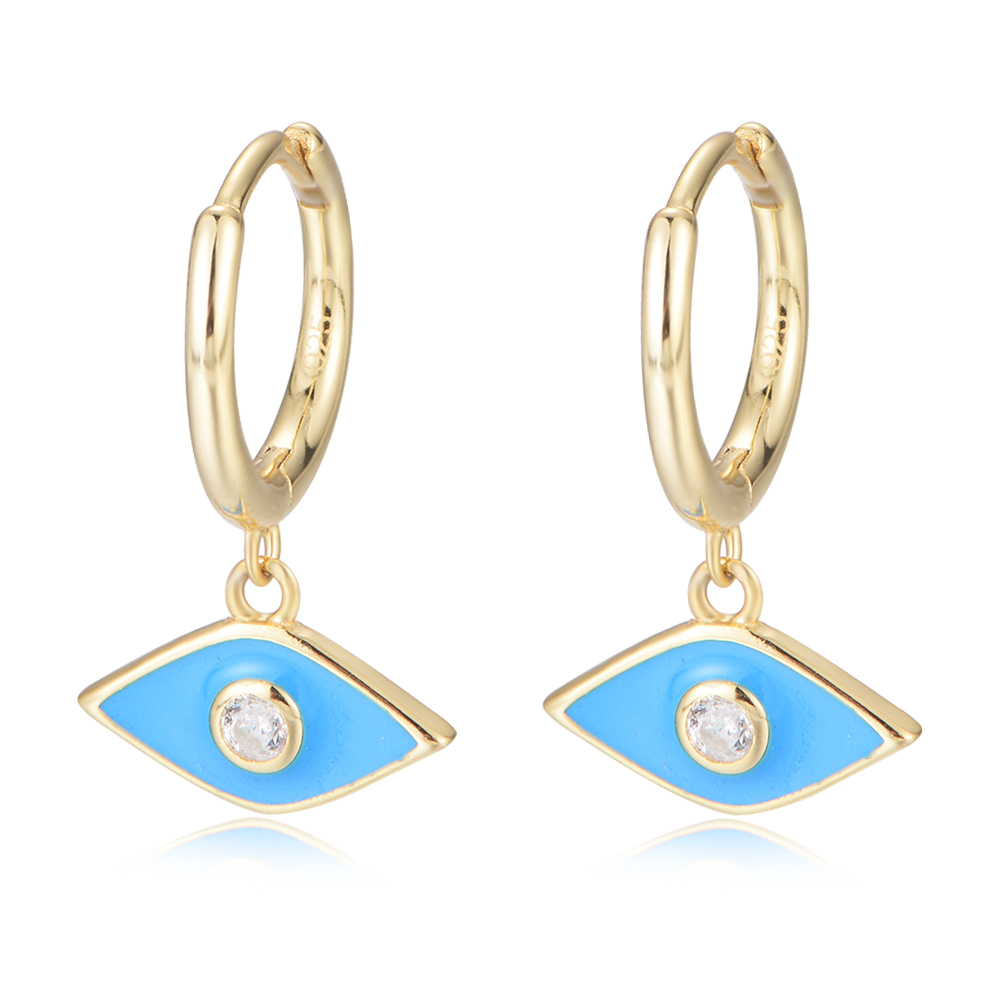 1 Pair Ig Style Eye Epoxy Plating Inlay Sterling Silver Zircon 14k Gold Plated Drop Earrings display picture 7