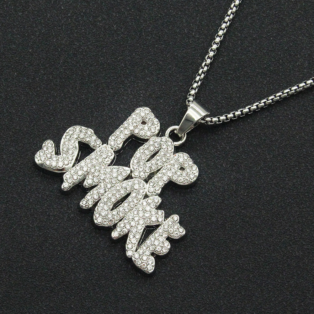 Hip-hop Punk Letter Alloy Plating Inlay Rhinestones Men's Pendant Necklace display picture 3