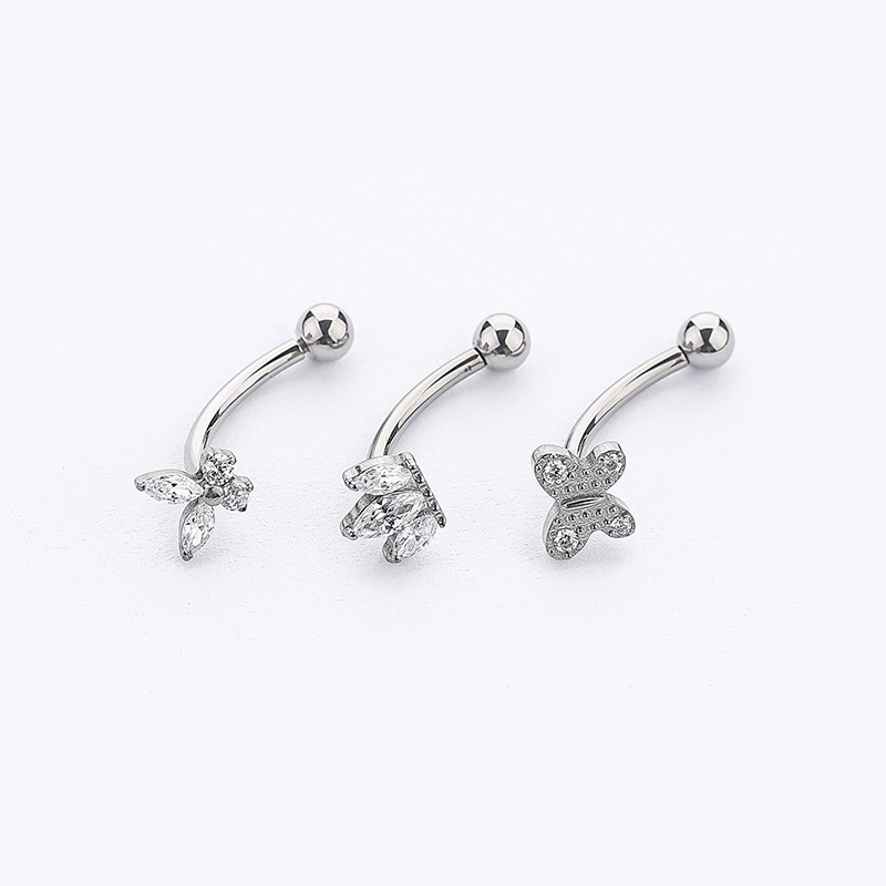 Casual Butterfly G23 Titanium Zircon Eyebrow Nails Belly Ring In Bulk display picture 2