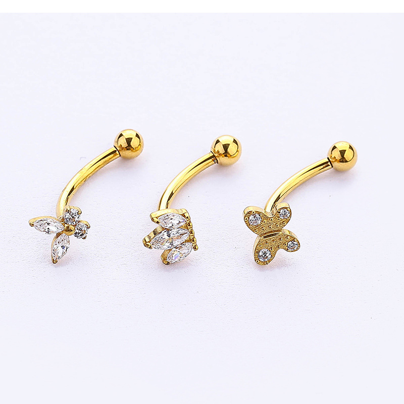 Casual Butterfly G23 Titanium Zircon Eyebrow Nails Belly Ring In Bulk display picture 3