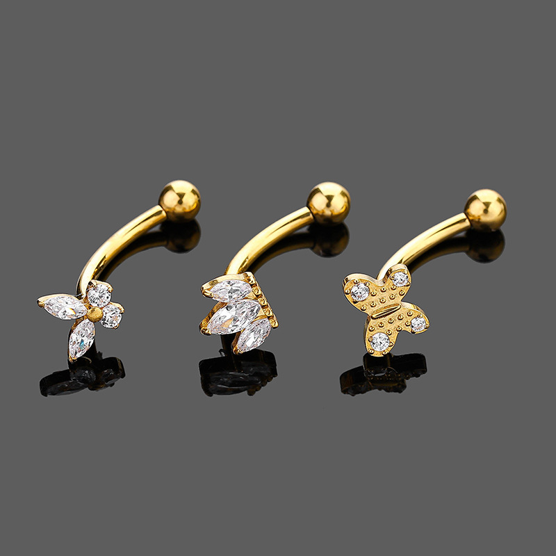 Casual Butterfly G23 Titanium Zircon Eyebrow Nails Belly Ring In Bulk display picture 5