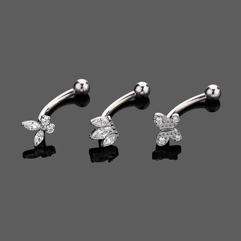 Casual Butterfly G23 Titanium Zircon Eyebrow Nails Belly Ring In Bulk display picture 6