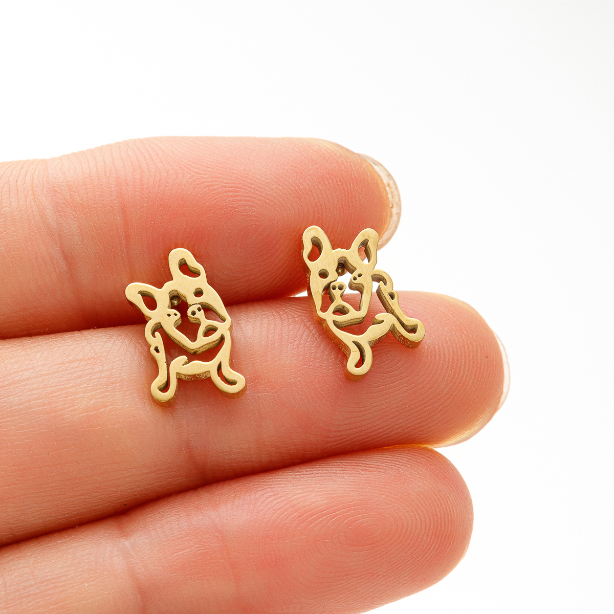 1 Pair Simple Style Animal Hollow Out Stainless Steel 18k Gold Plated Ear Studs display picture 6