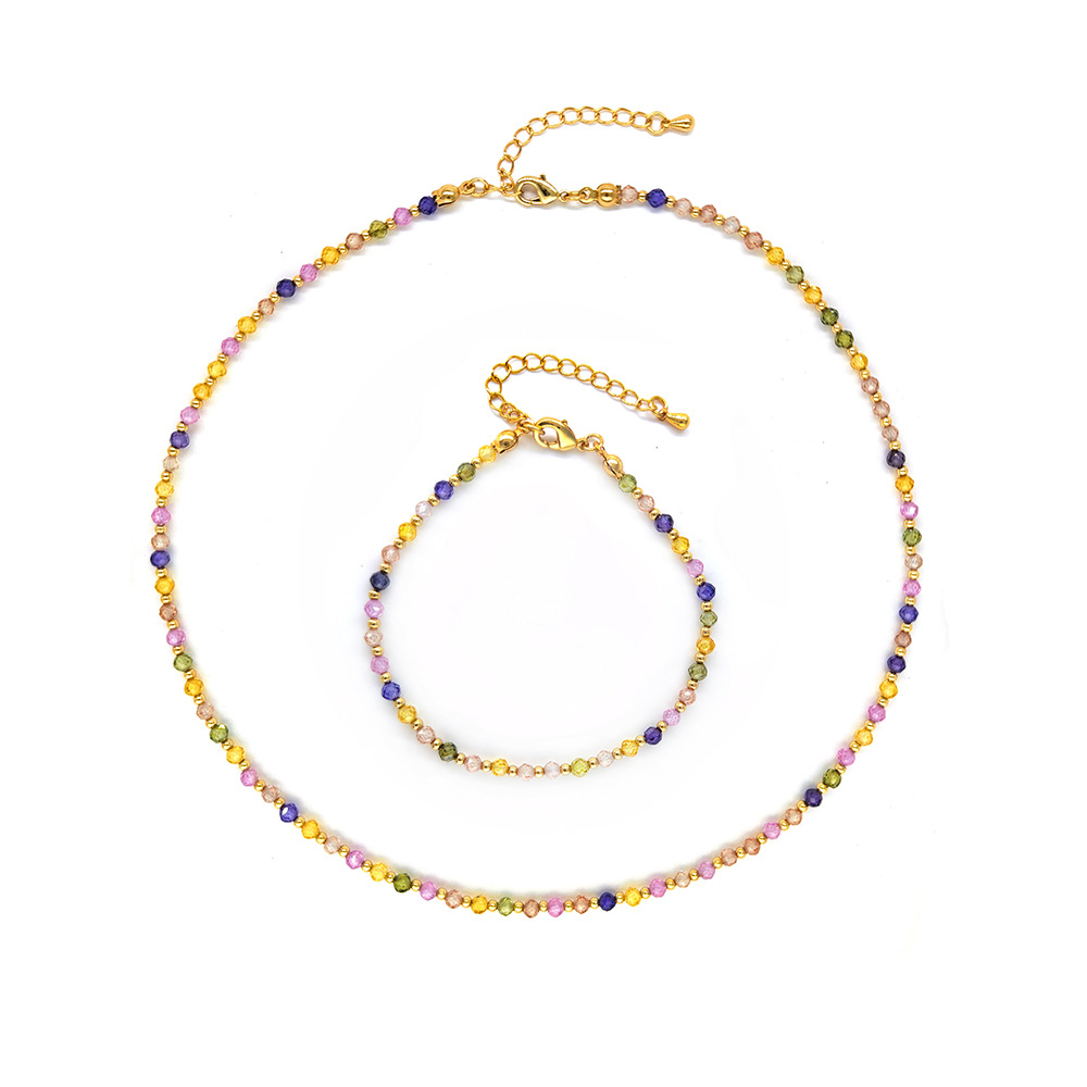 Modern Style Color Block 18k Gold Plated Mixed Materials Wholesale Bracelets Necklace display picture 2